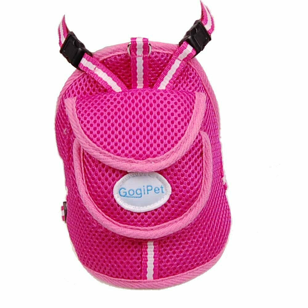 GogiPet® pink oprsnica z nahrbtnikom za psa - "klik" sistem zapenjanja