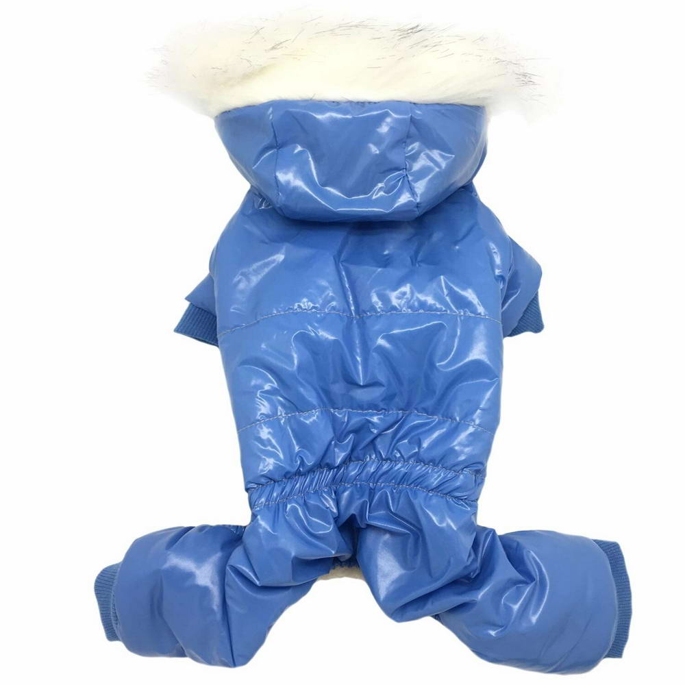 Zimski plašč za pse "Francesco" - svetlo modra barva, elastika v pasu