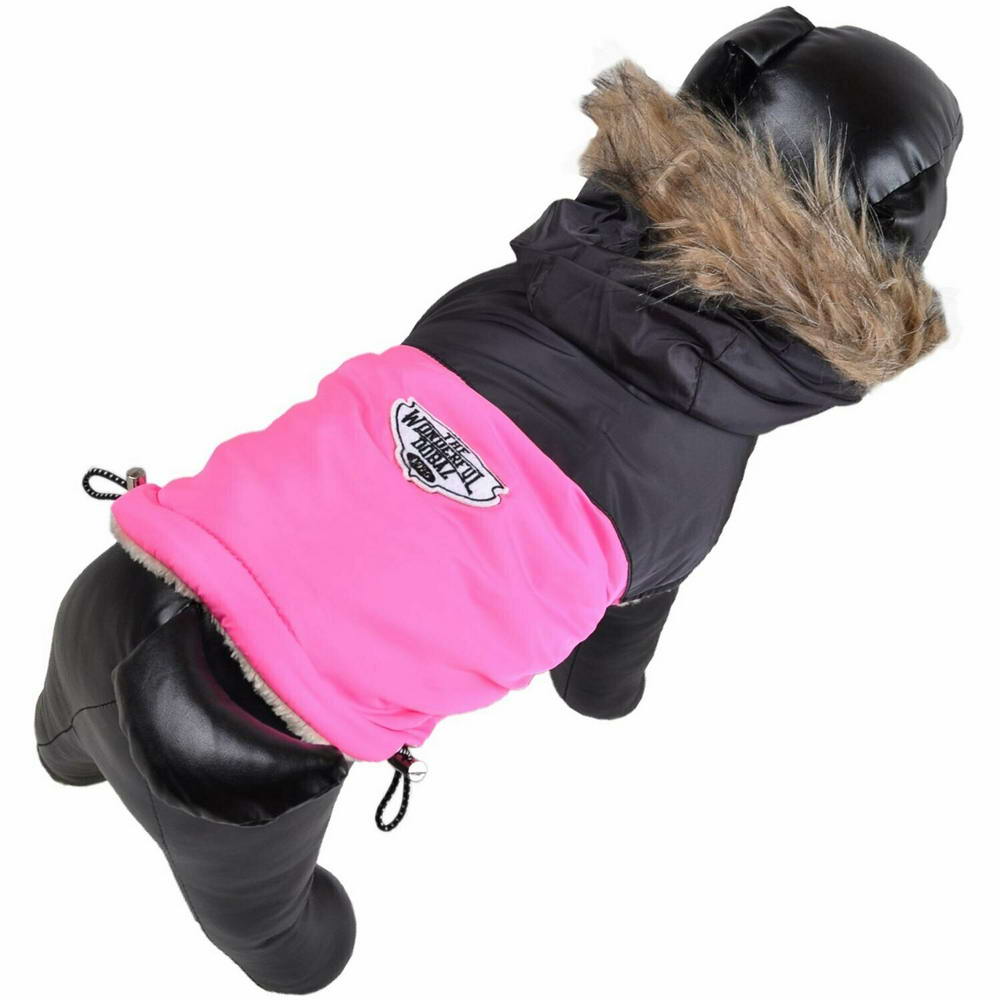 GogiPet zimsko oblačilo za psa "Giorgia" s kapuco - pink barva