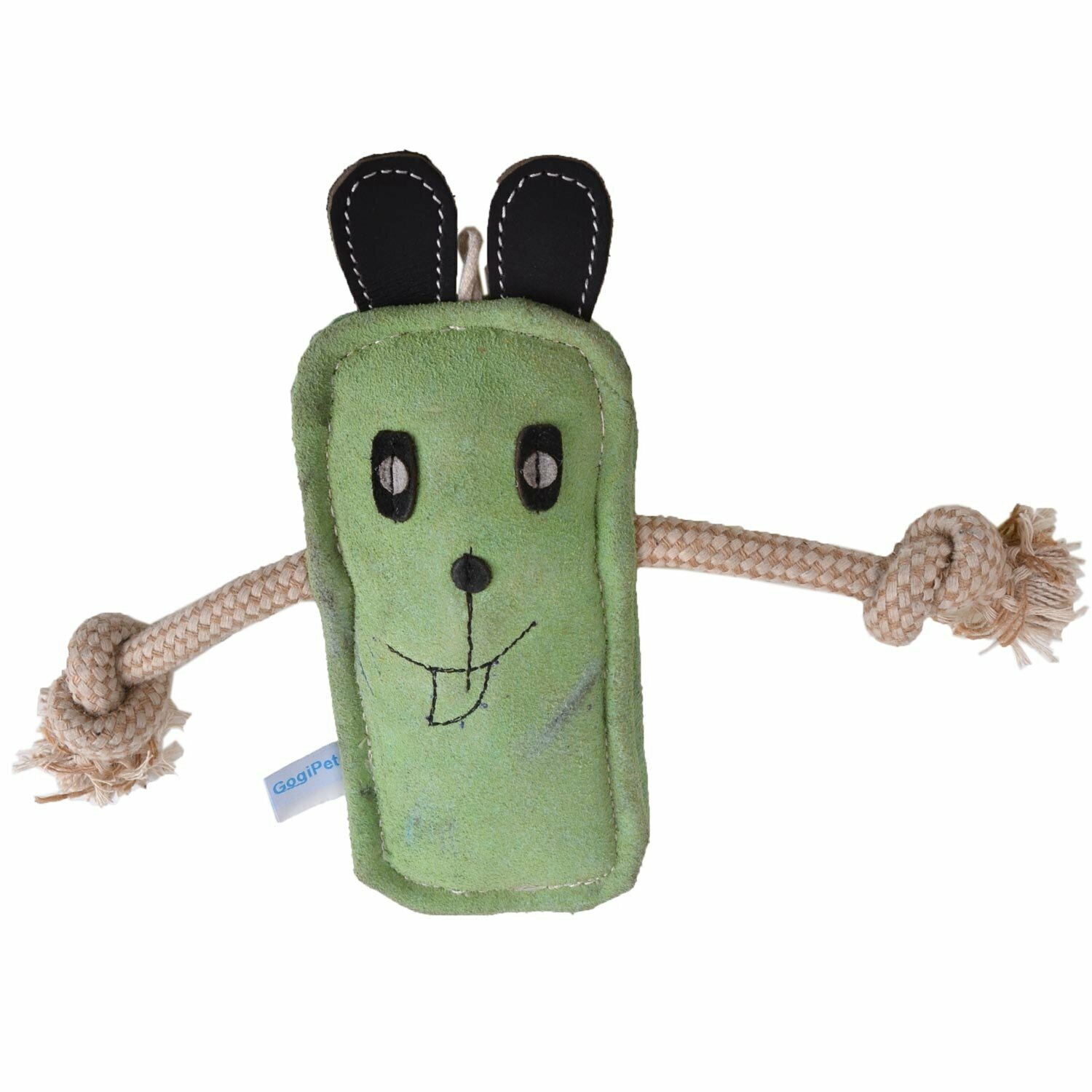 GogiPet® igrača za pse iz naravnih materialov "Zajček" je izdelana iz usnja in vrvi