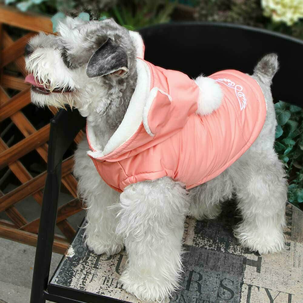 Podložen zimski anorak za psa "Pink Bunny" z lepo oblikovano kapuco