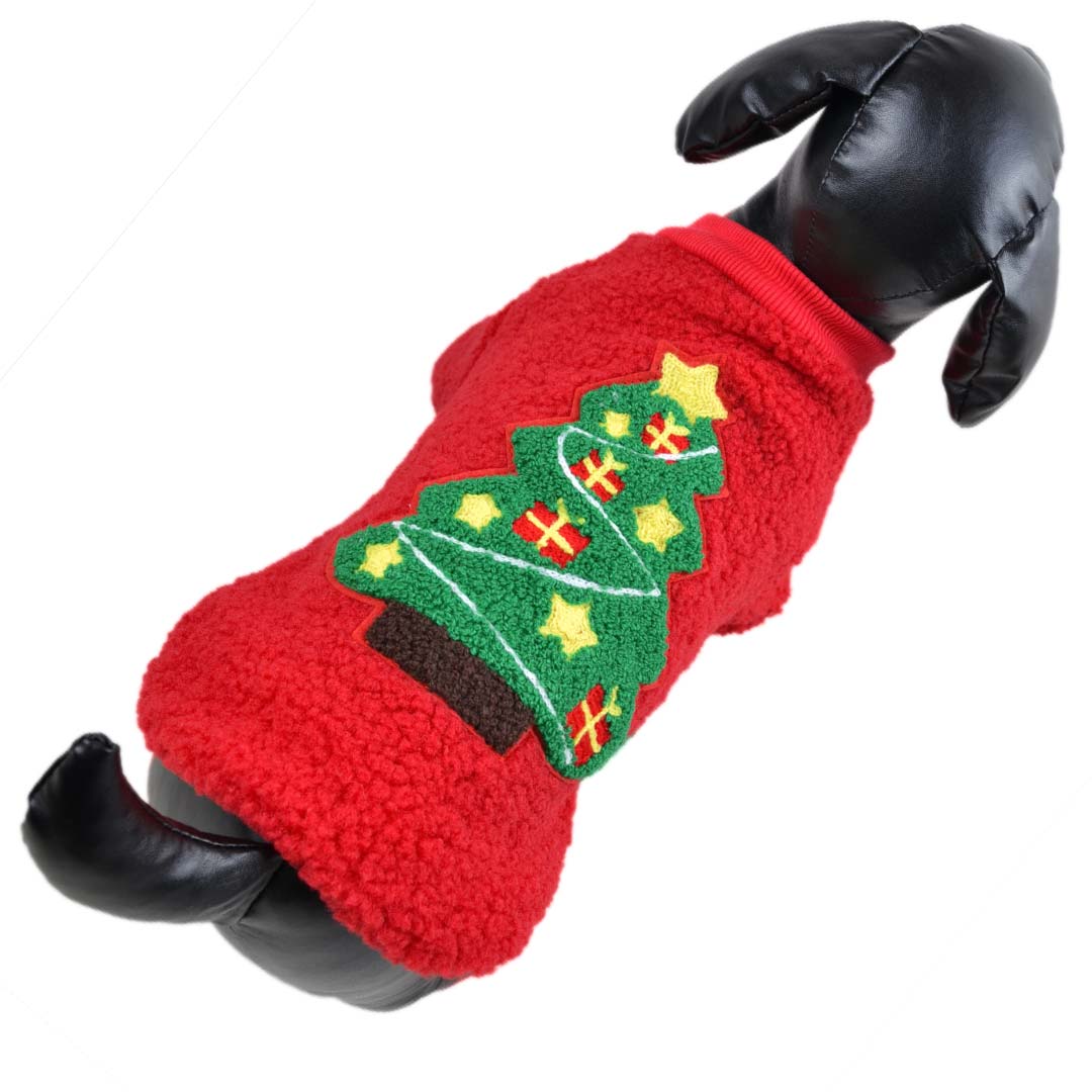 Božično novoletni pulover za pse "Jelka" - rdeča barva