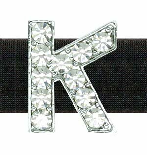 Črka K s kristali s katero lahko oblikujete ime ali napis na ovratnici psa ali mačke - velikost črke 14 mm 