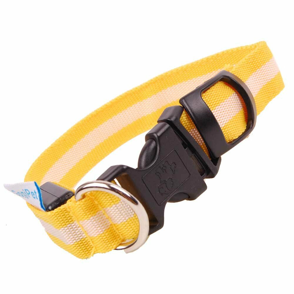 GogiPet® svetleča ovratnica za pse "Slim Line" - rumena barva, velikost L