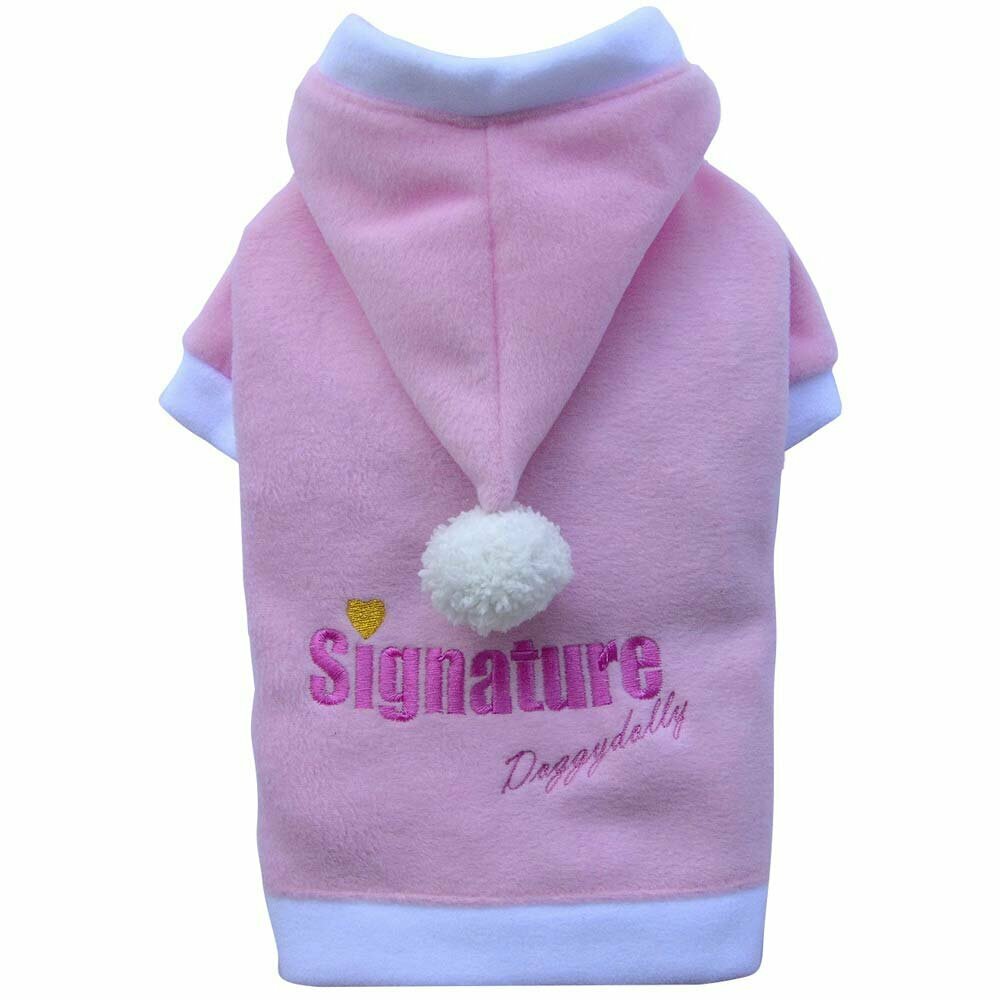 Zimski pulover s kapuco "Signature" - pink barva