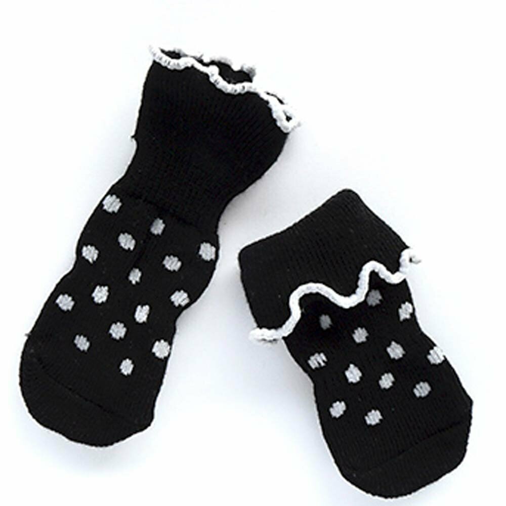 Črne nogavice za psa - bela obroba