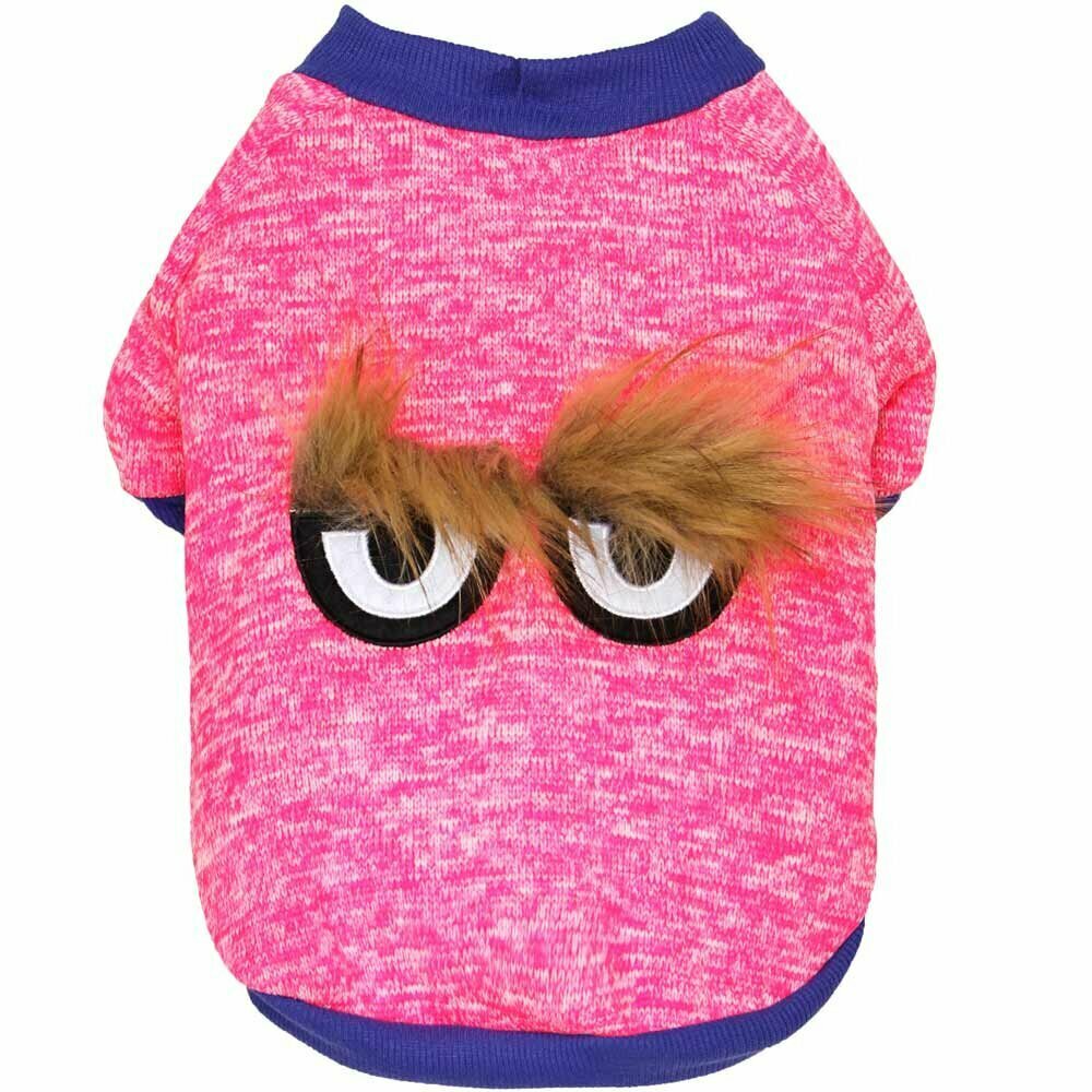 GogiPet pleten pulover za psa "Pretty eyes" - pink barva