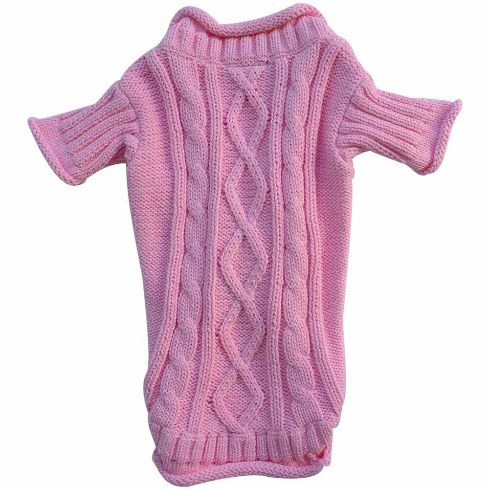 Pulover s pletenim vzorcem za pse - pink barva