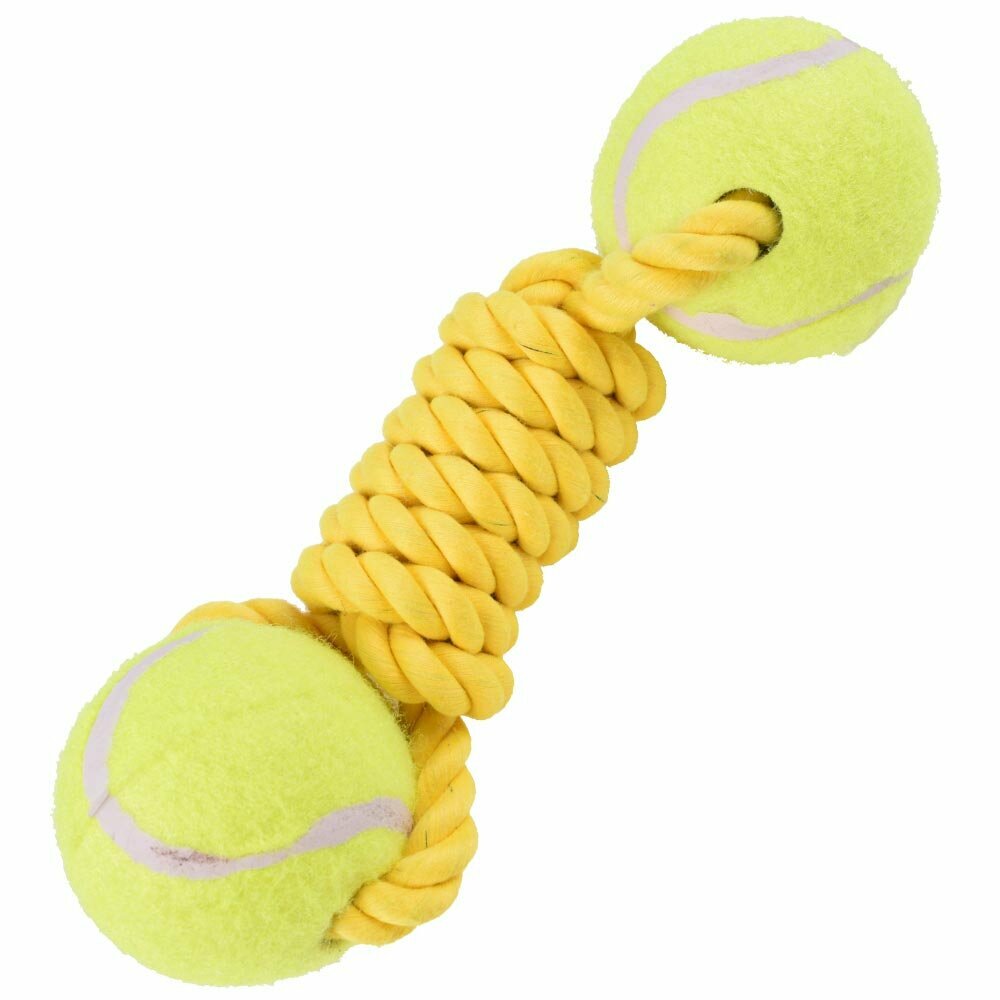Rumeni žogi z vrvjo za grizenje - GogiPet igrača za pse