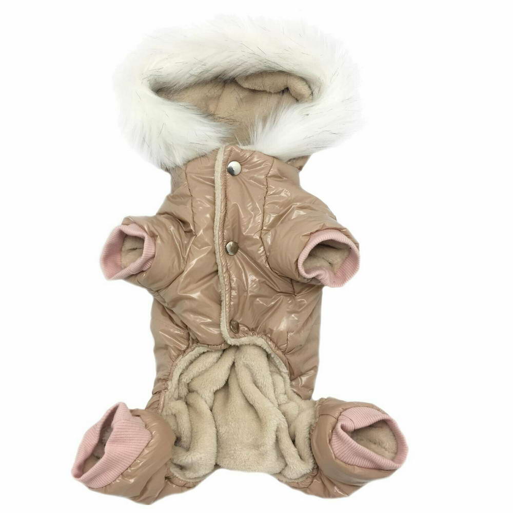 Zimski plašč za pse "Francesco" - rjava barva, zapenjanje s kovicami