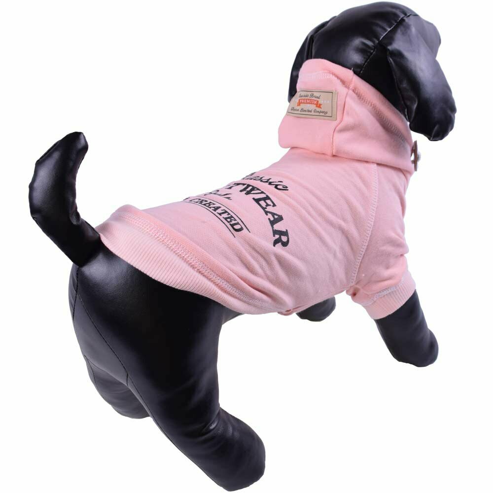GogiPet pulover s kapuco za psa "Classic" - rožnata barva