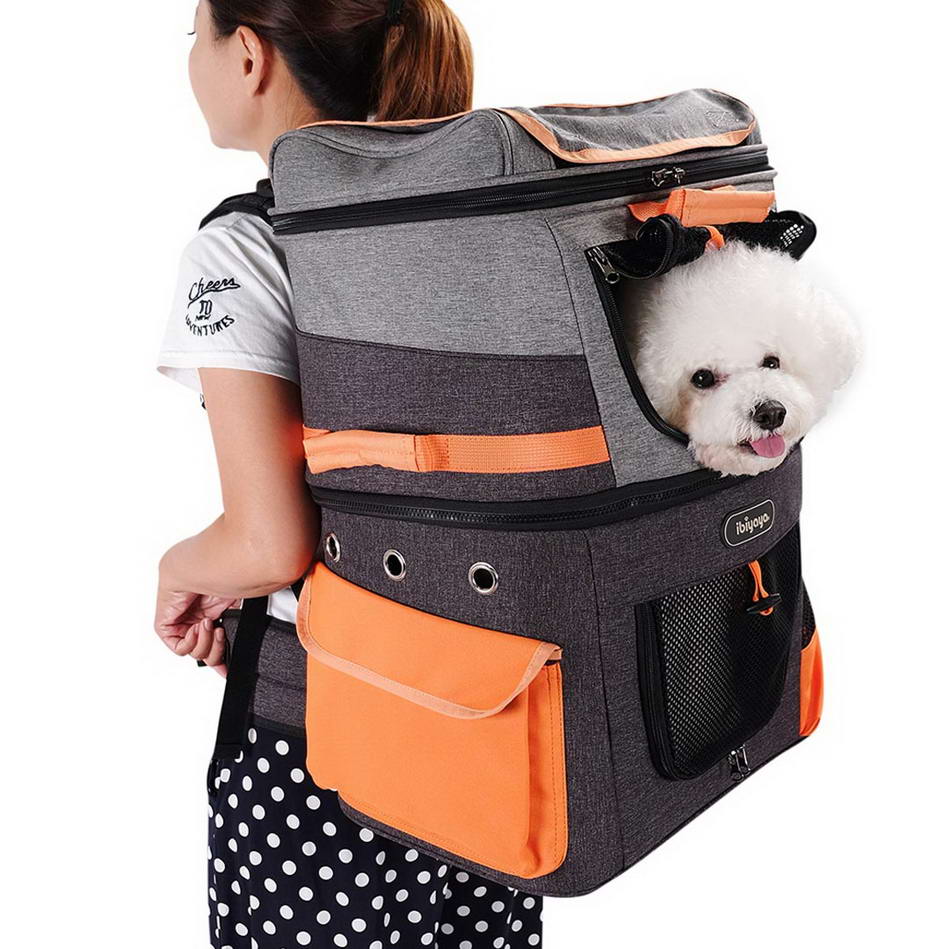 Velik nahrbtnik za pse - oranžno siva barva