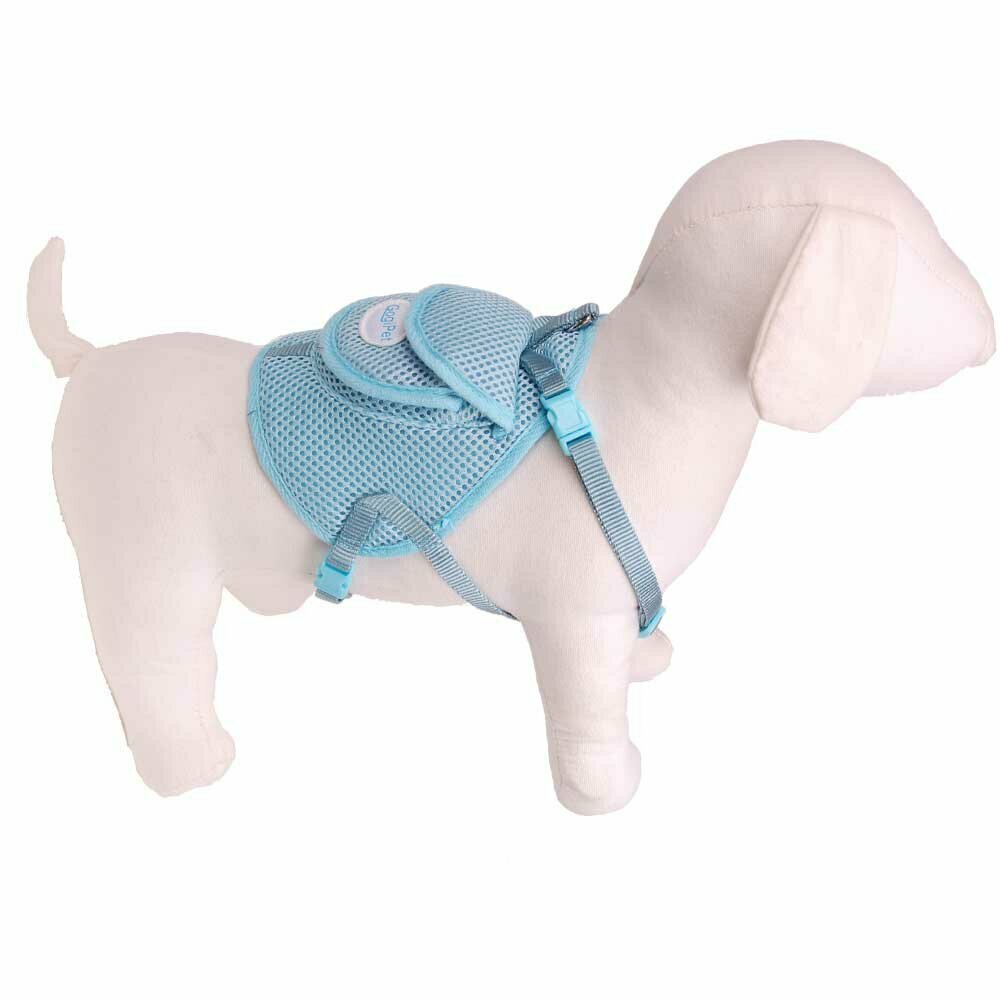 GogiPet® svetlo modra oprsnica z nahrbtnikom za psa - udobna oblačila za pse