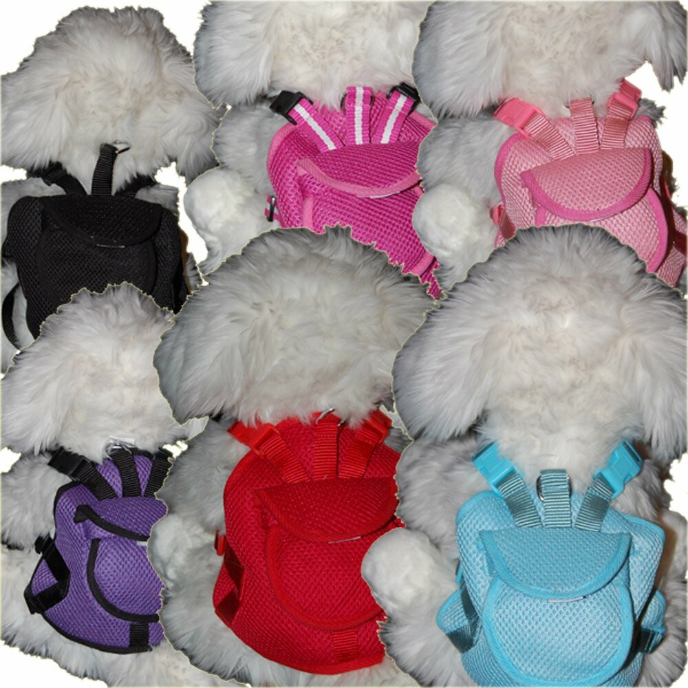 GogiPet® pink oprsnica z nahrbtnikom za psa - različne barve