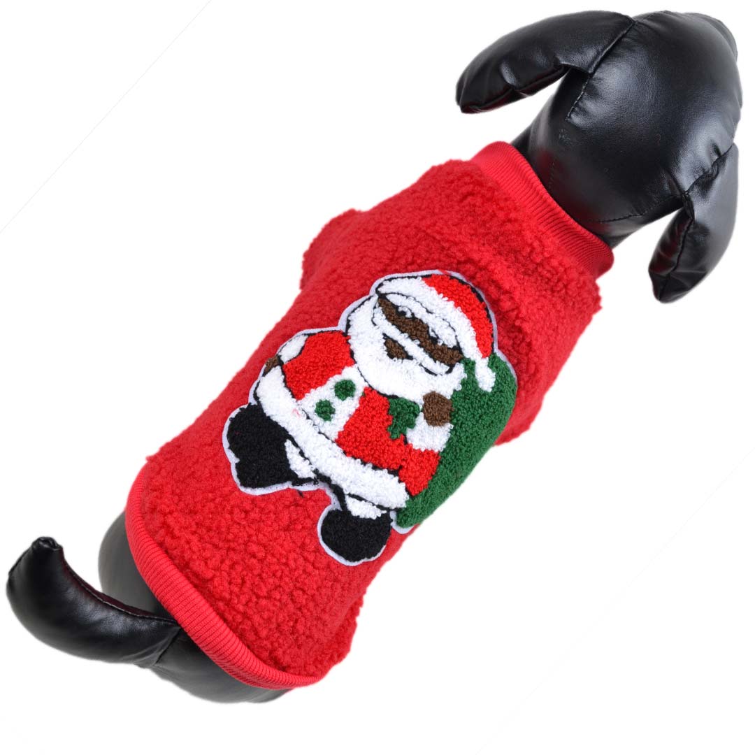 Božično novoletni pulover za pse "Božiček" - rdeča barva
