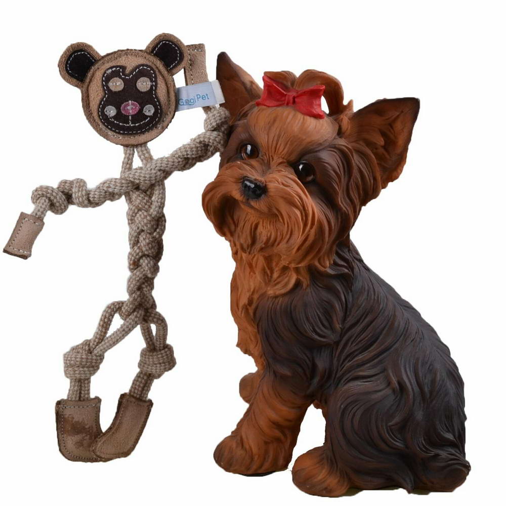 GogiPet® majhna igrača za pse iz naravnih materialov "Opica" je primerna za igro z majhnimi psi