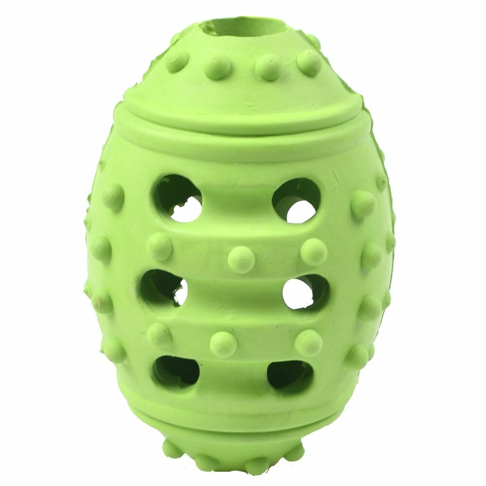 Zelena, ovalna žoga za majhne pse - igrača za priboljške - 9,5 cm x 5 cm Ø 