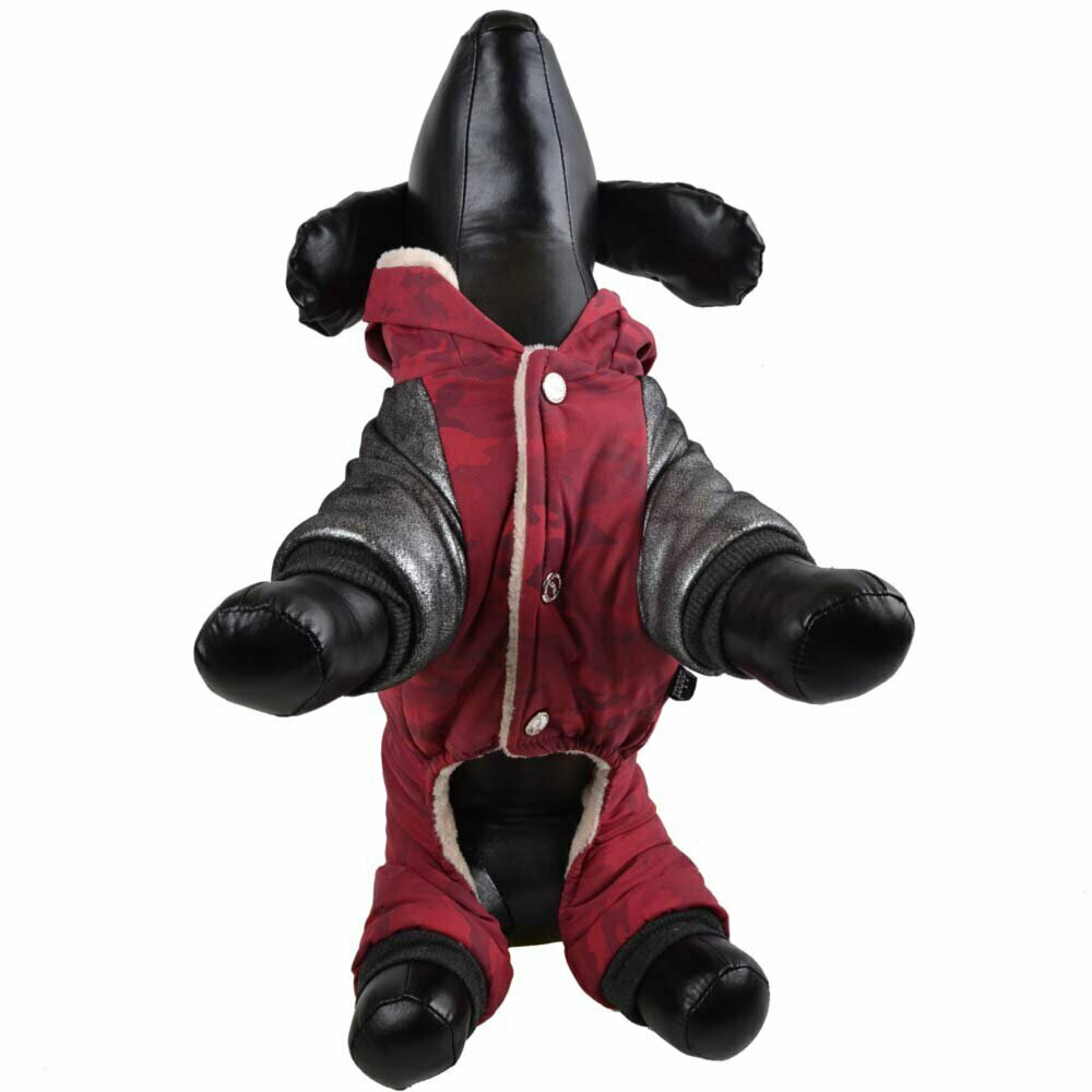 Temno rdeč plašč z maskirnim vzorcem za psa - obrobe na rokavih
