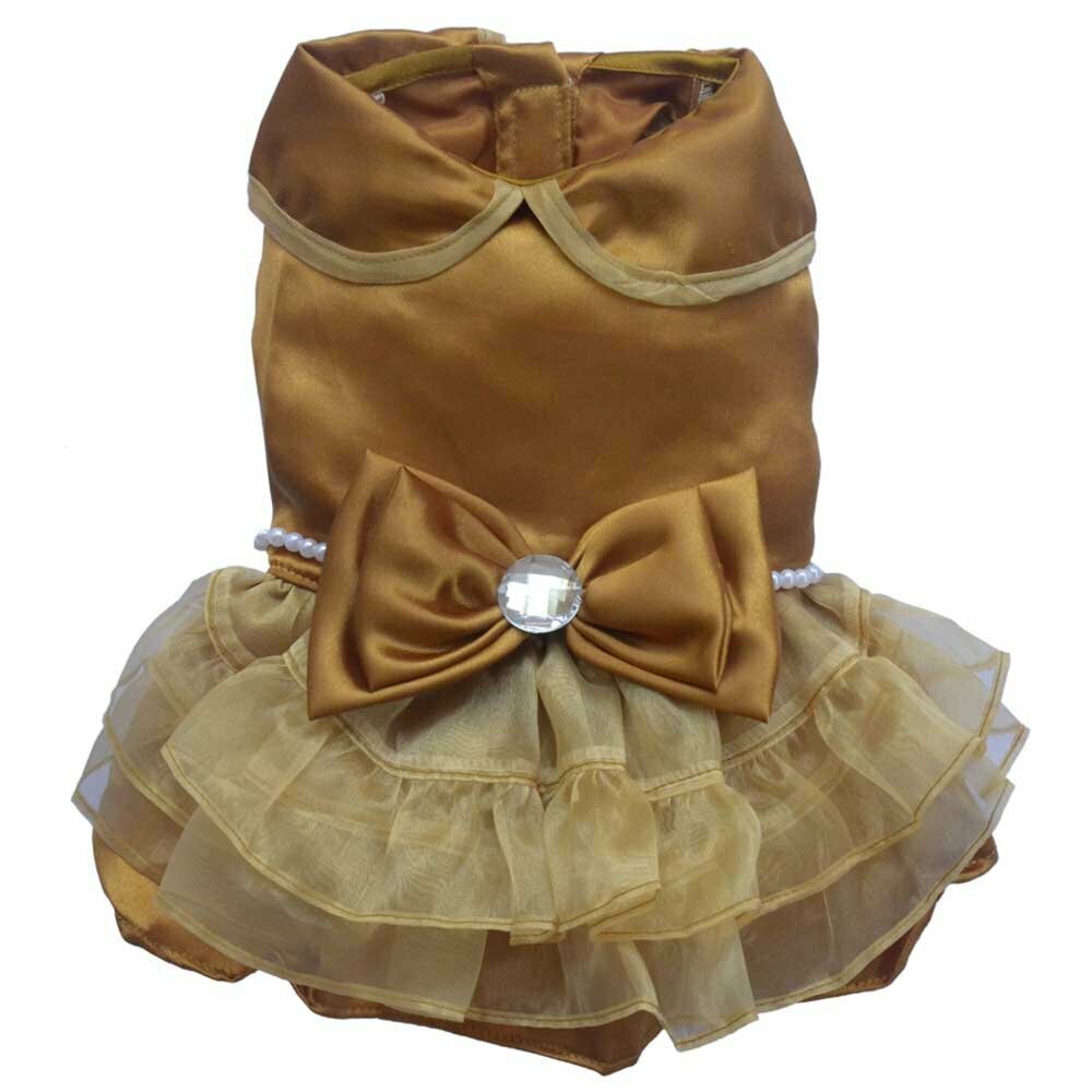 "Peral" elegantna obleka za pse - zlato rjava barva