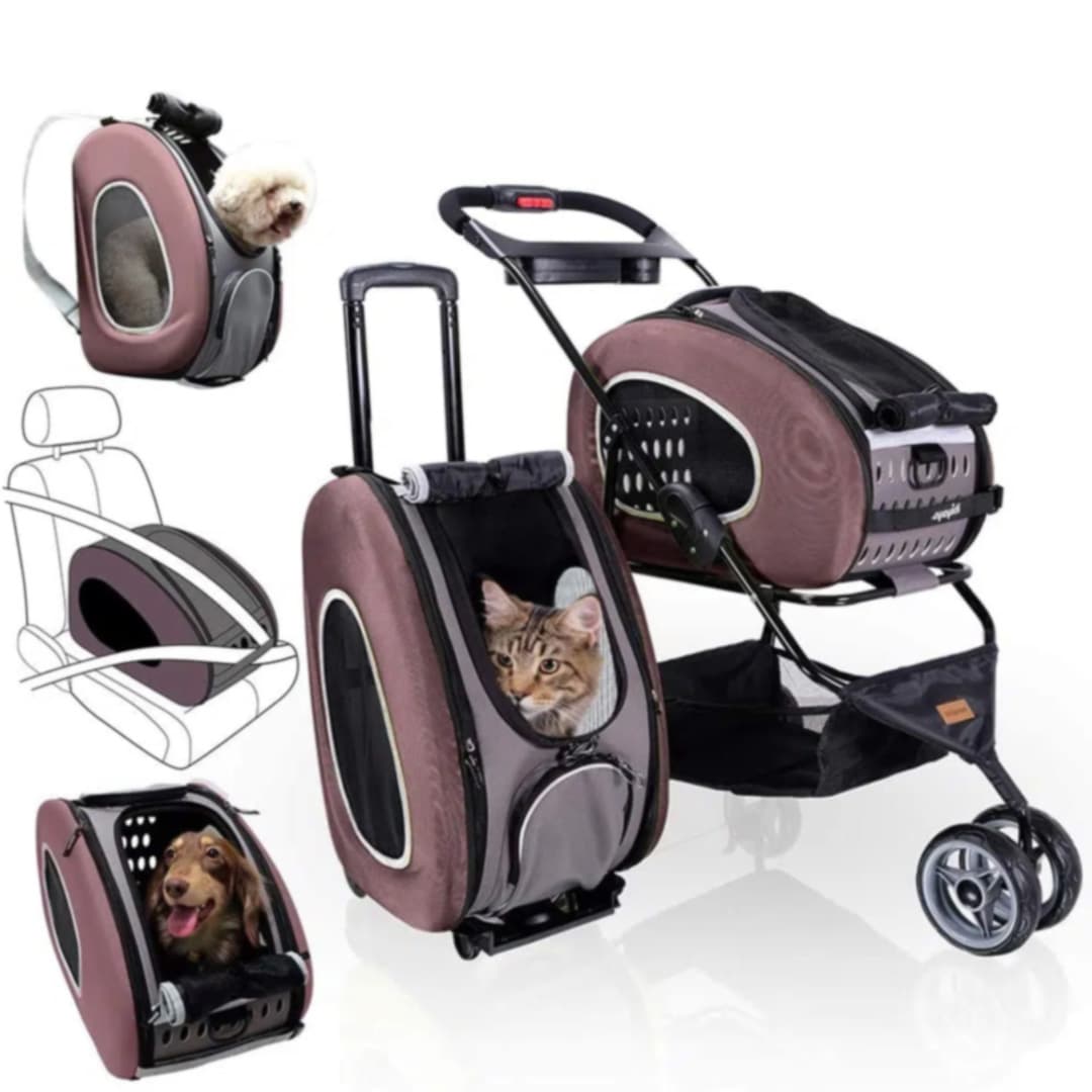 Multifunkcijski voziček za pse 5 v 1 - rjava barva