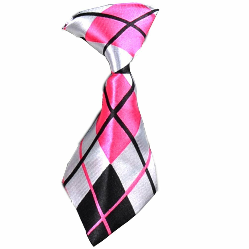 GogiPet kravata za pse "Janez" - pink karo vzorec