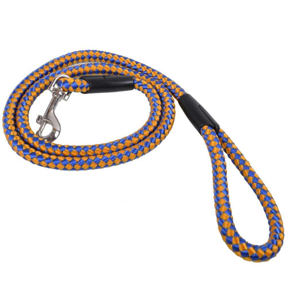 GogiPet pleten povodec za psa - oranžno modra barvna kombinacija