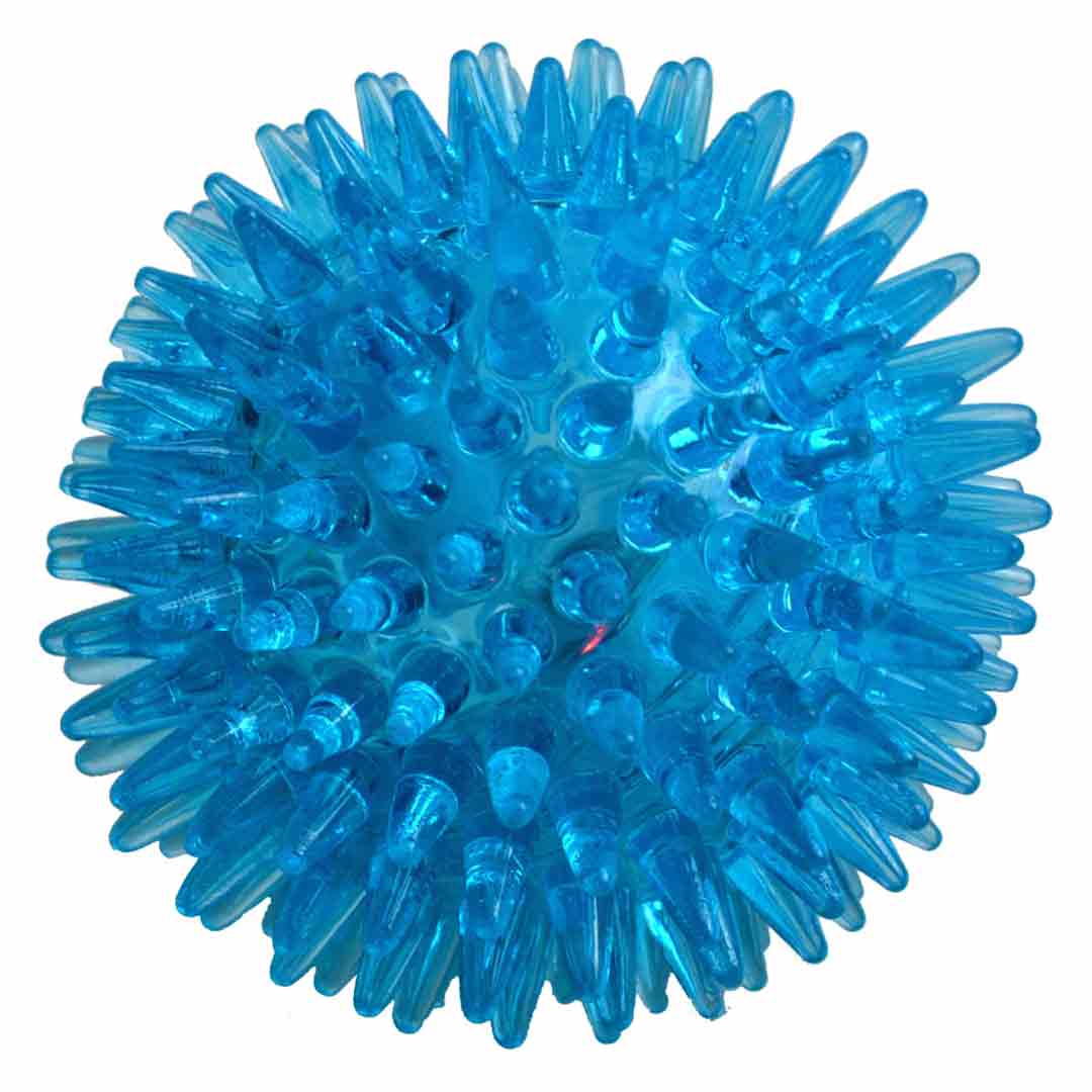 Svetleča žoga za psa - modra barva, premer 6 cm 