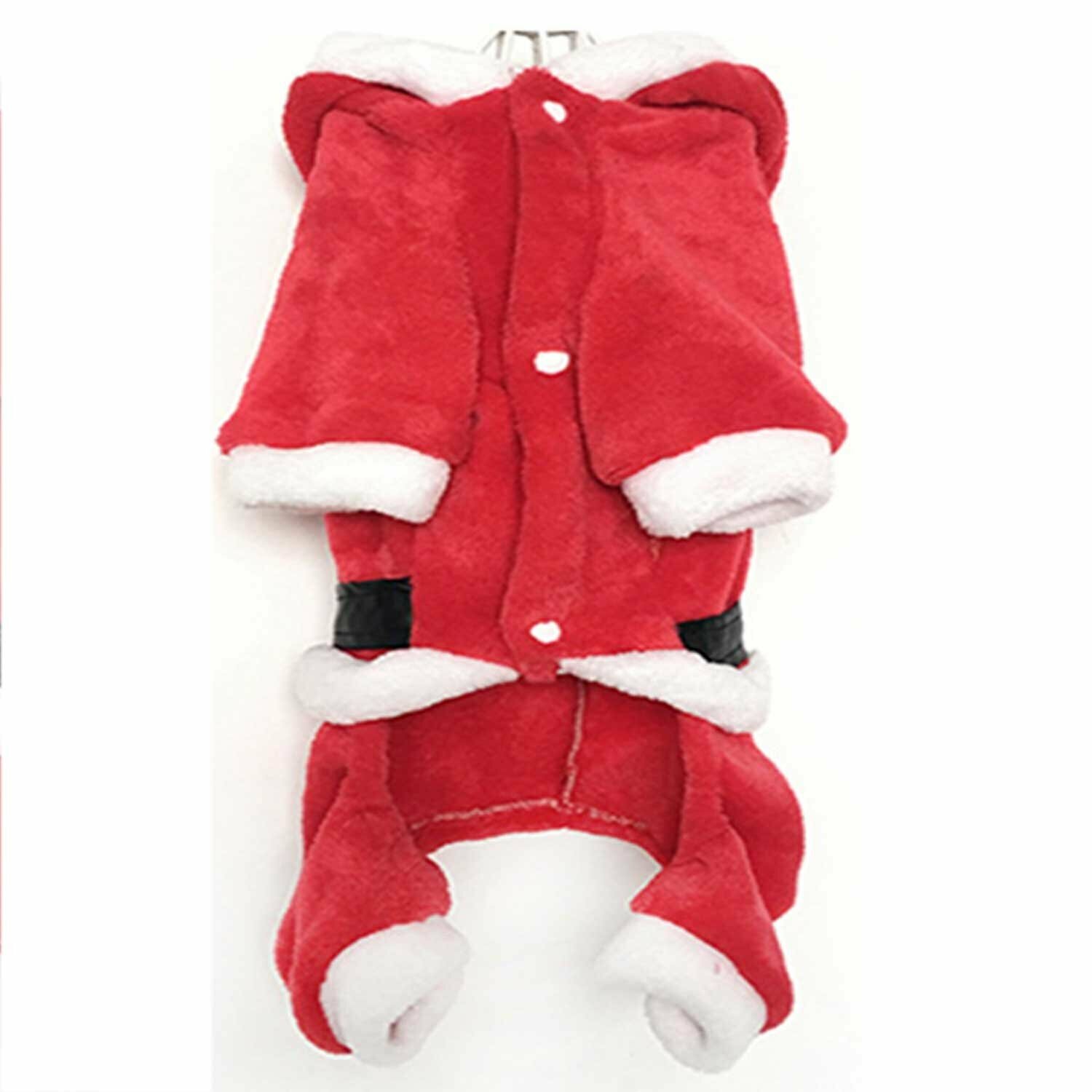 Božični plašč za psa "Boy" z belimi obrobami na rokavih in hlačnicah