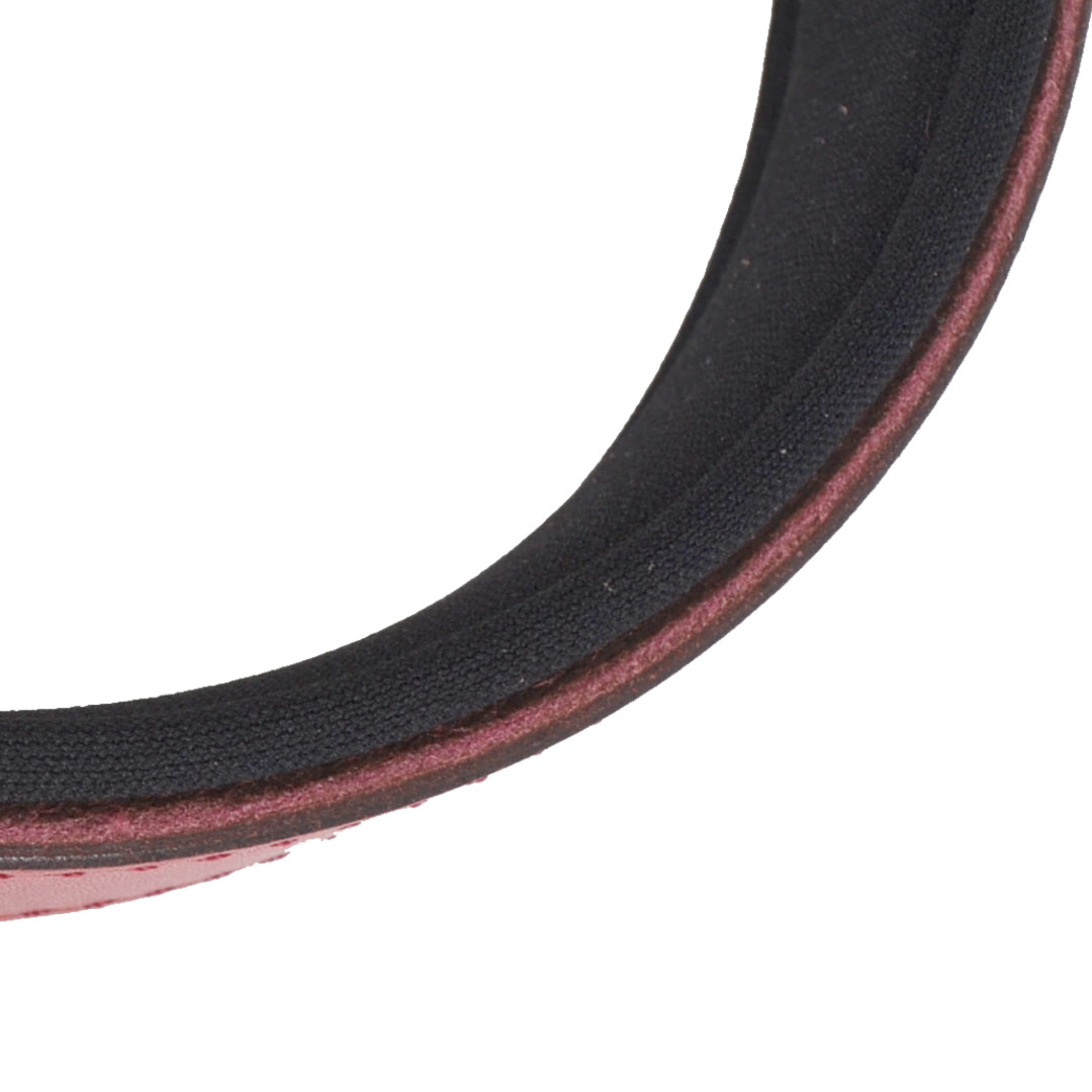 Usnjena GogiPet® ovratnica s kovicami - rdeča barva, mehka podloga