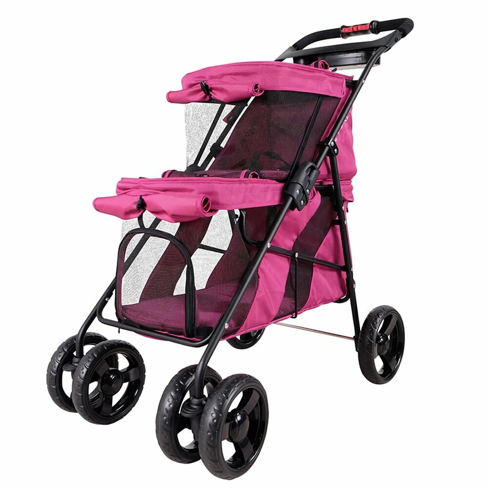 Dvonadstropni voziček za pse - pink