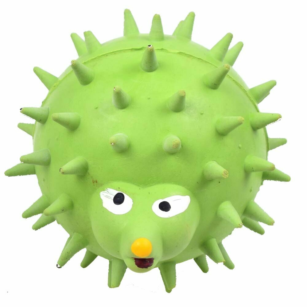 GogiPet zeleni ježek z zvončkom - igrača za majhne pse, 7,5 cm Ø