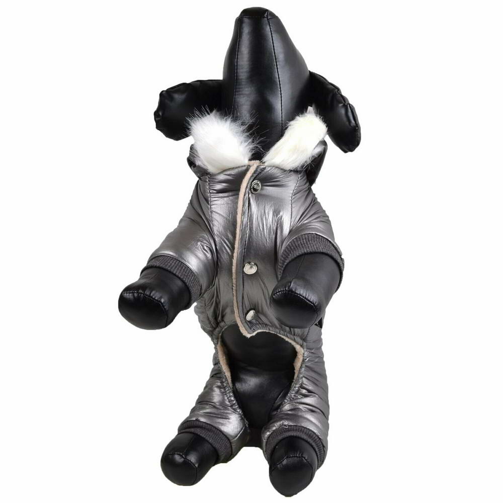 Zimsko oblačilo za psa "Fly Silber" - srebrna barva, obroba na rokavih in hlačnicah