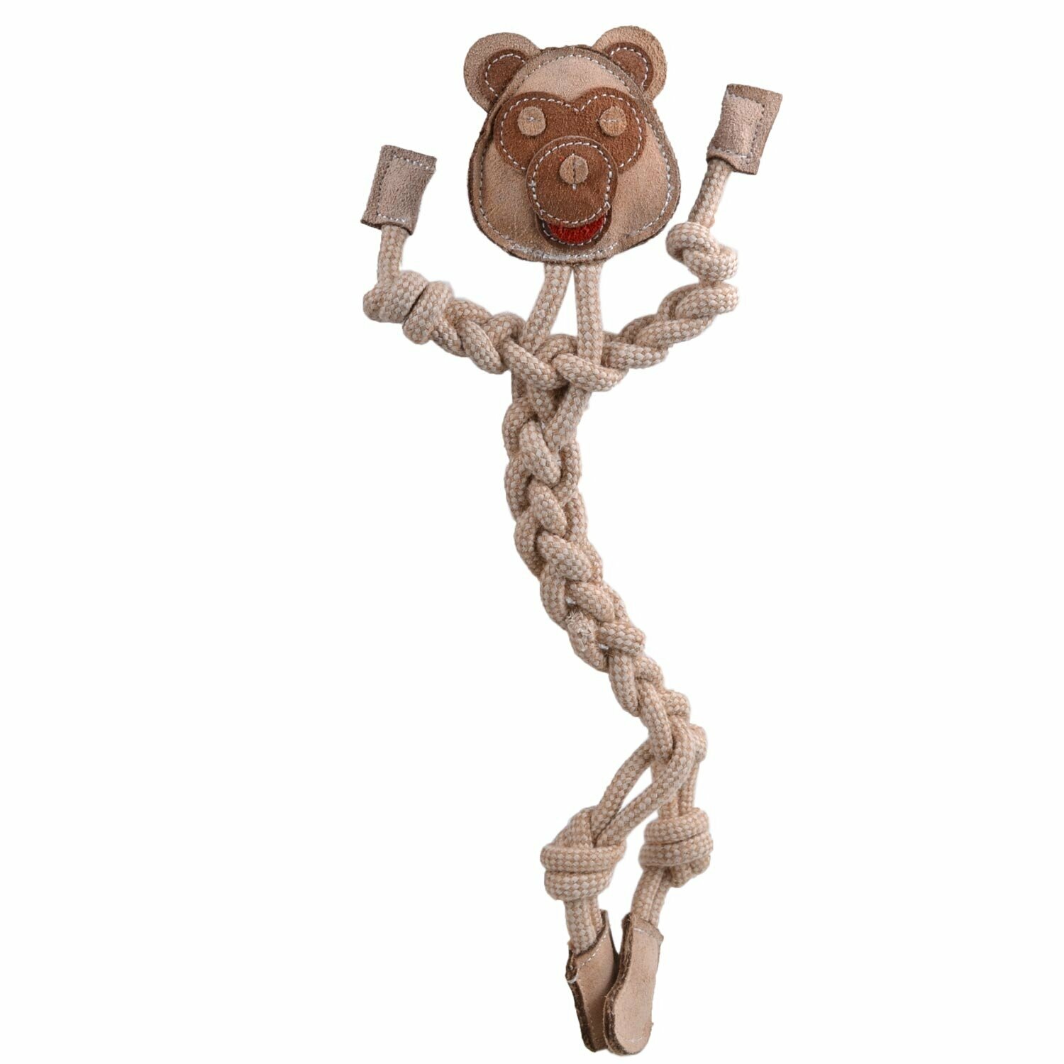 Igrača za pse iz naravnih materialov "Opica" - izdelano iz jute, bombaža in usnja