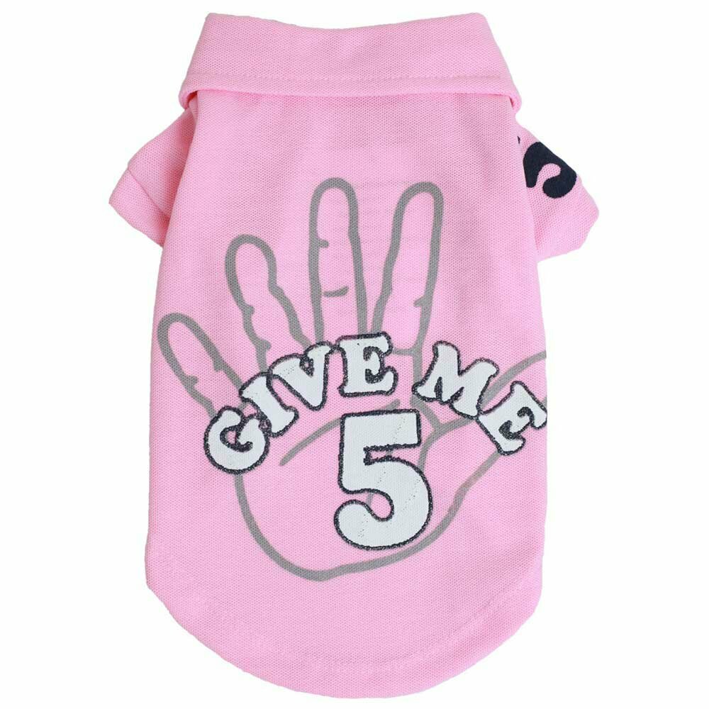 Polo majica "Give me 5" majica  za velike pse pink barve