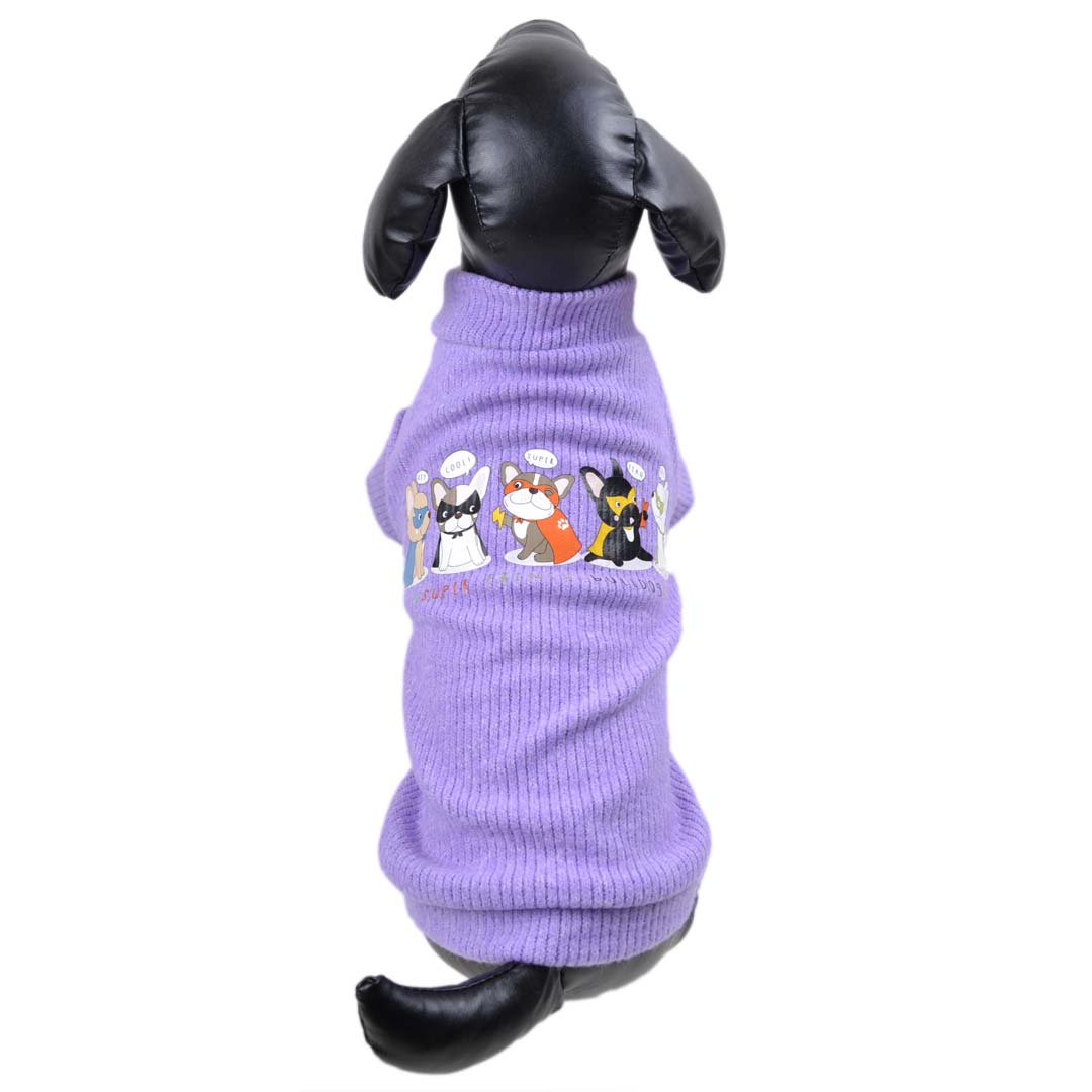 Topli pulover za pse "Super Star" - vijolična oblačila za pse