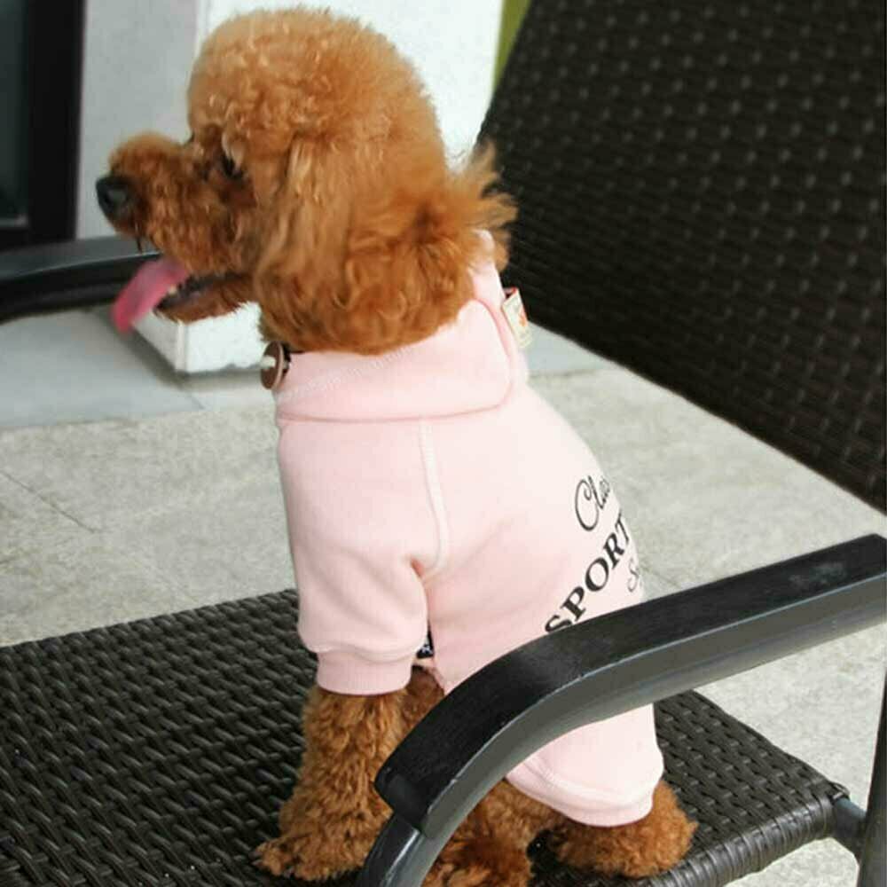 Pulover s kapuco za psa "Classic" - rožnata barva, športni videz