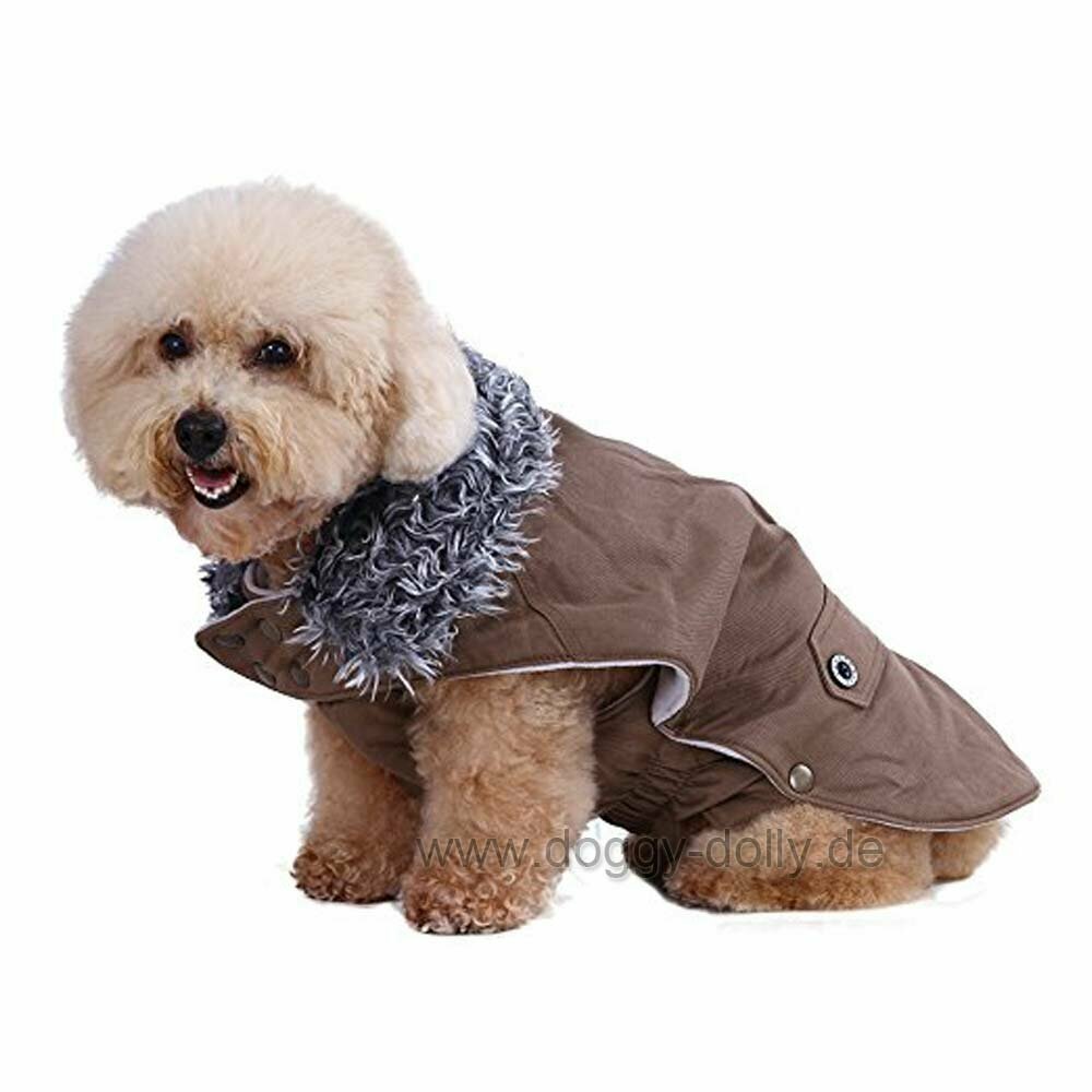 DoggyDolly zimska jakna za pse rjava - z ovratnikom - DoggyDolly W207