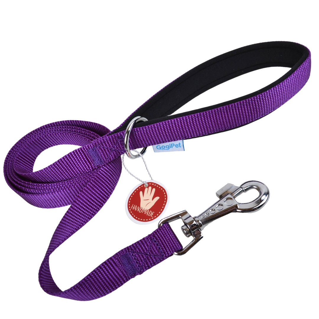 GogiPet® lila povodec za psa s podloženim ročajem - mehak ročaj