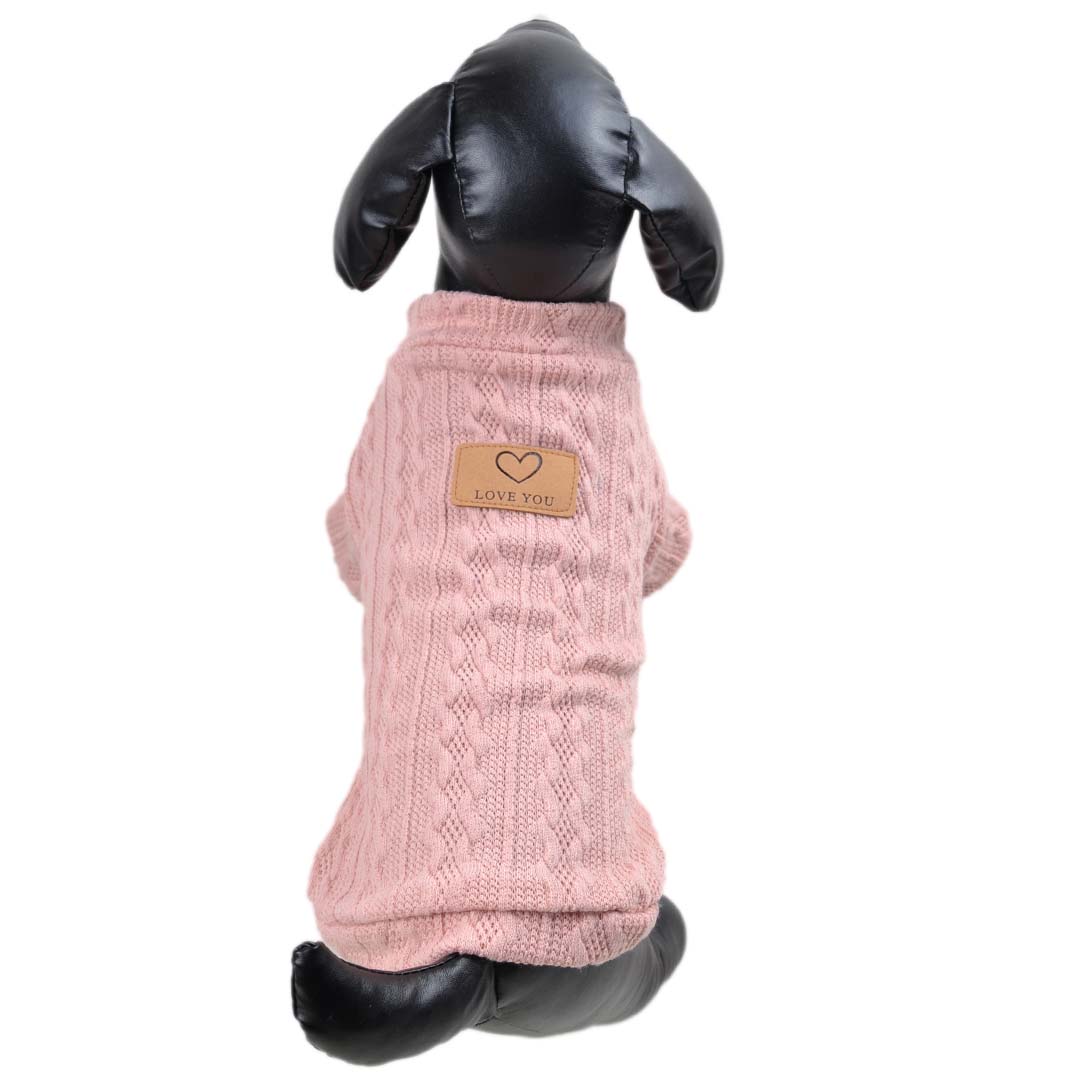 Topli pulover za pse "Love You" - pink barva