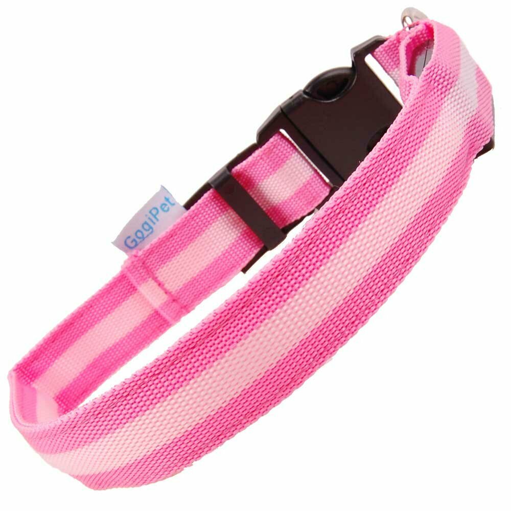 Svetleča ovratnica za pse "Slim Line" - rožnata barva, velikost L