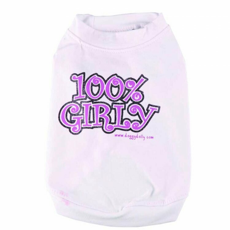 Majica za pse "100% Girly" - bela barva