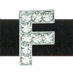 Kovinska črka F s kristali 14 mm za oblikovanje napisa na ovratnici
