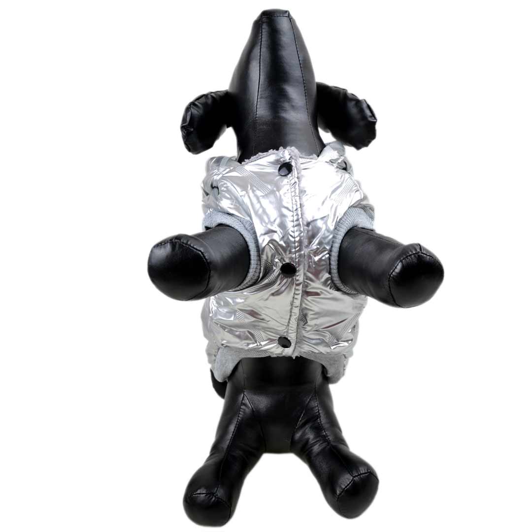 Zapenjanje s kovicami - zimski anorak za pse "Moonwalk" - srebrna barva