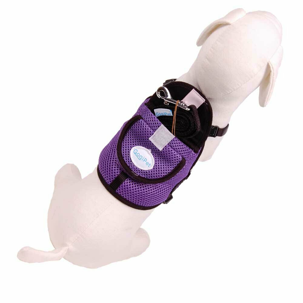 GogiPet® lila oprsnica z nahrbtnikom za psa - gratis povodec