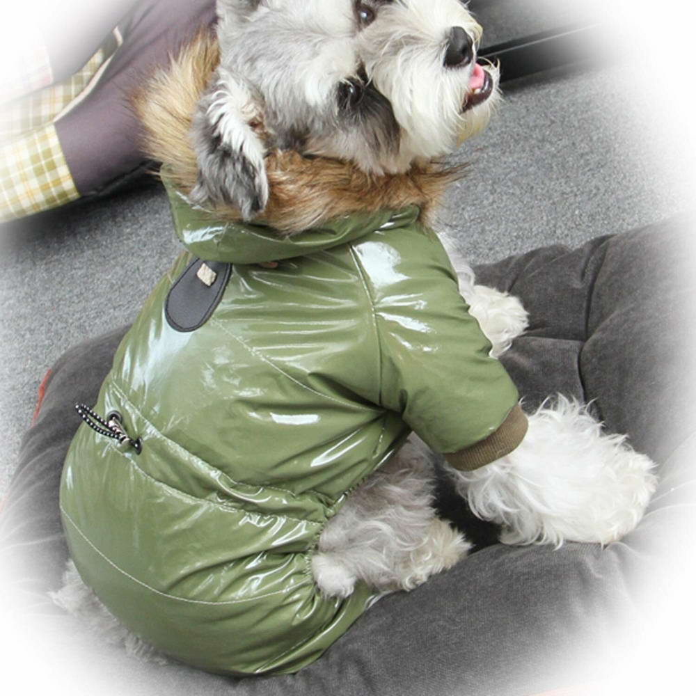 Zimsko oblačilo za psa "Lorenzo" - rjava barva, obroba na rokavih in hlačnicah