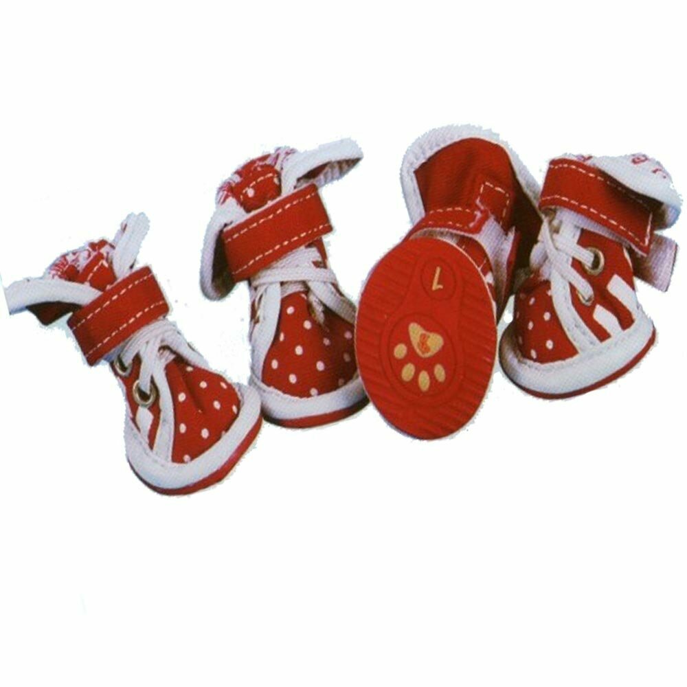 Čevlji za pse - rdeča barva s pikami