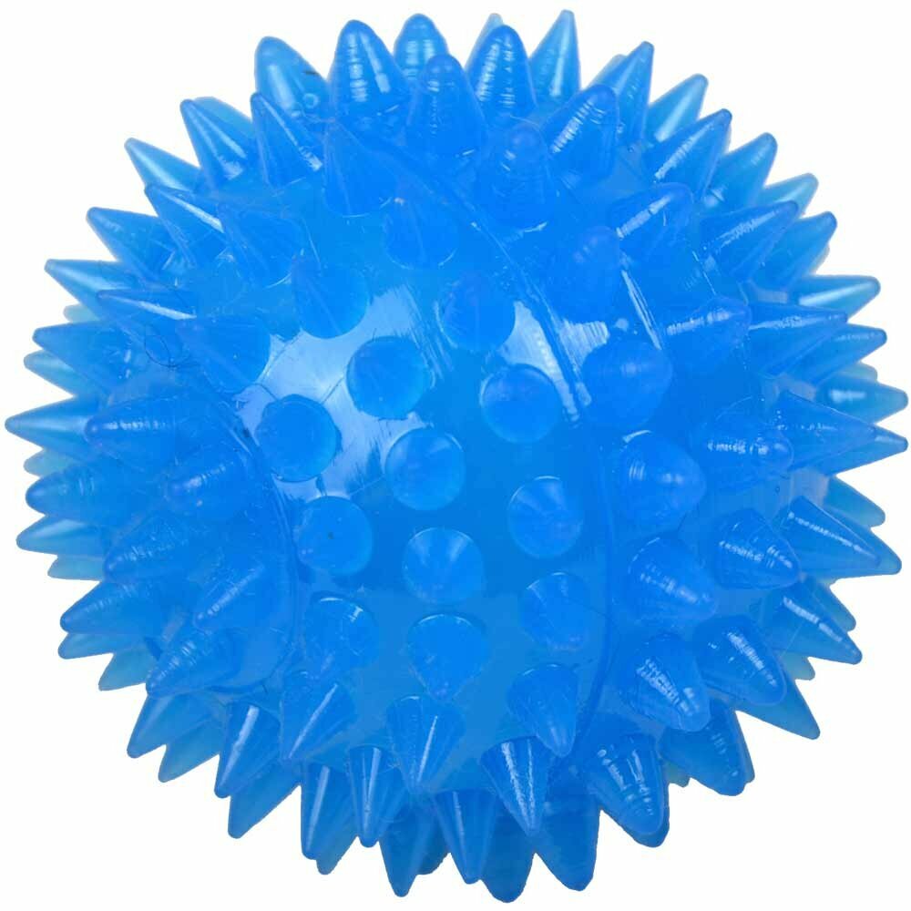 Svetleča žoga za psa - modra barva, premer 10 cm