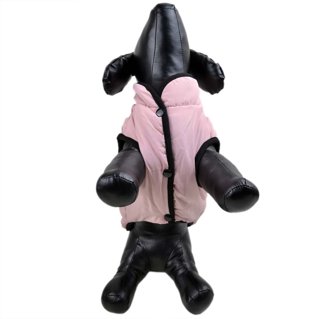 Zimski anorak za pse z zapenjanjem s kovicami - pink barva
