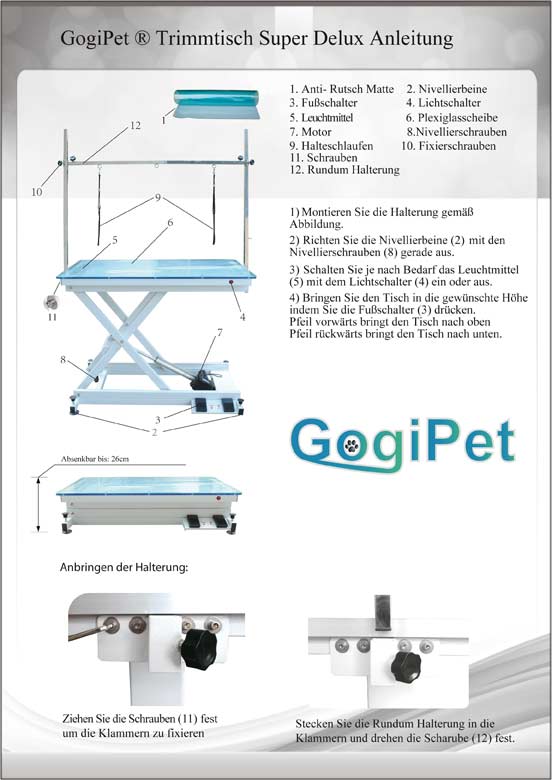 GogiPet Električna steklena miza za nego