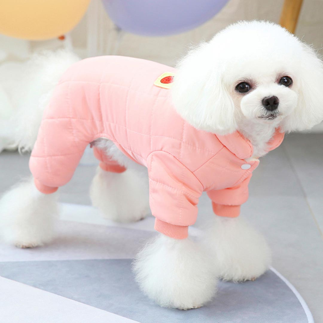 Kombinezon za pse z ovratnikom - rožnata barva